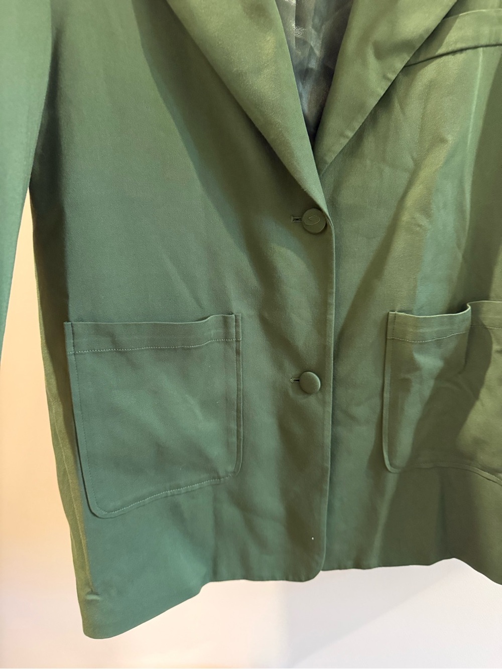 Ganni Olive Green Single-Breasted Blazer - Picture 3 of 5